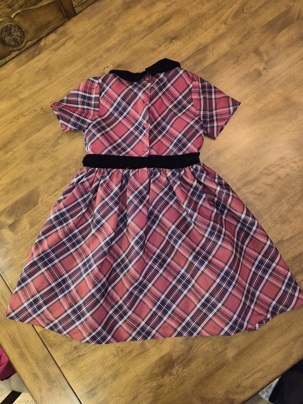 NWOT Girls Gymboree Red Plaid Holiday Christmas Dress Black Velvet Bow Sz 10